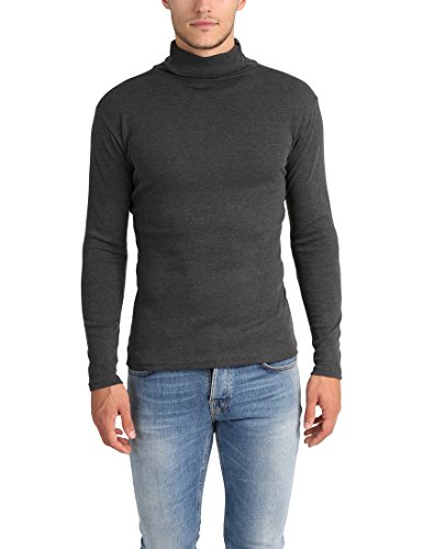 Lower East Camiseta con cuello alto Slim Fit para hombre, Antracita Mezcla, S