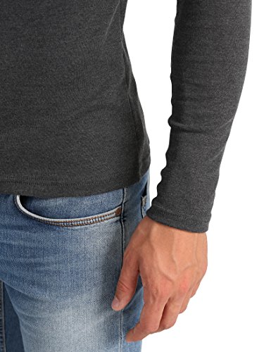 Lower East Camiseta con cuello alto Slim Fit para hombre, Antracita Mezcla, S