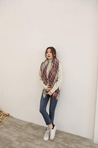 Lozange - Bufanda suave para mujer, diseño de tartán escocés con flecos, 140 x 140 cm