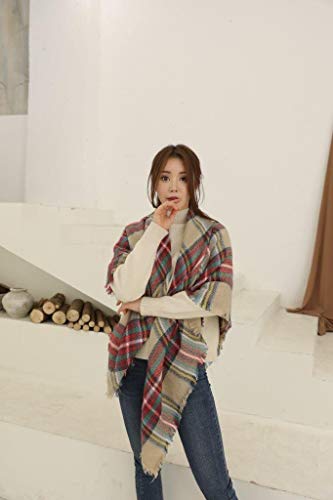 Lozange - Bufanda suave para mujer, diseño de tartán escocés con flecos, 140 x 140 cm