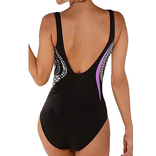 Luckycat bañador Natacion 2019 Bikini Mujer Push up Tankinis Tallas Grandes Prime Traje de baño niña Licra mangalarga Monokini Manga Larga (Morado, XXL)