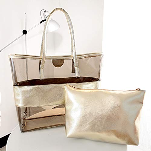Luckycat Bolso bandolera para mujer PVC transparente 2 Piezas Bolso Bandolera de Playa Bolso Transparente Bolso Jelly para Mujer