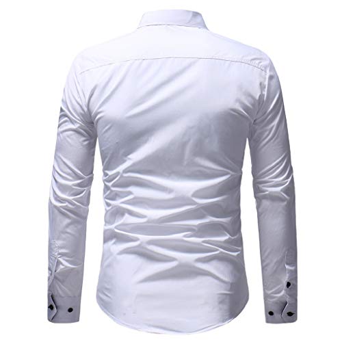 Luckycat Camisas Casual Hombre Camisa de Hombre Manga Larga Negocio Ajustado Botón Formal Retro Bordado Impresión Blusa Tops Camiseta para Hombre Camisa Slim Fit Business