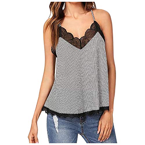 Luckycat Camiseta de Tirantes Mujer Tank Tops de Fiesta Negro Chica Camisola de Encaje Sexy Moda Camisola Sin Mangas Tops Verano 2019 Elegante Tank Tops Sin Mangas Mujer Vestir Ropa de Aire Libre