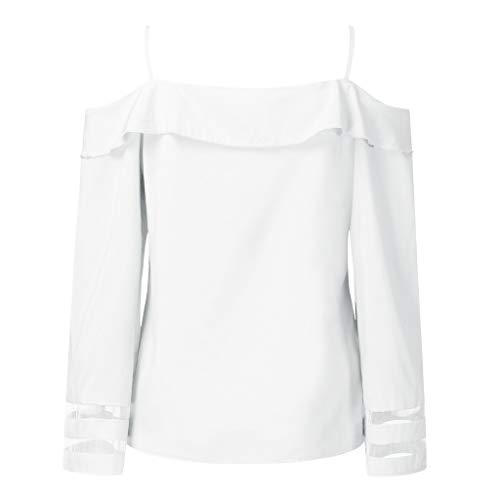 Luckycat Camiseta para Mujer Verano Camisas de Hombro Frío Blusas Tops Chaleco de Manga Corta Túnica Tops Casual Camiseta de Tirantes para Mujer Señoras Blusa Sólida Correa Suelta