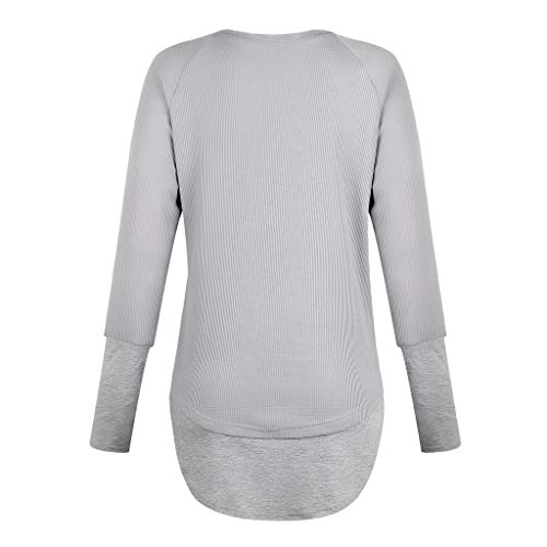 Luckycat Camisetas Mujer Manga Larga Cuello V Casual Tops Color Sólido Camisas Mujer Primavera Otoño Blusa de Las Mujeres Básica Camiseta de Manga Larga Elegantes Blusa Oficina de Tops