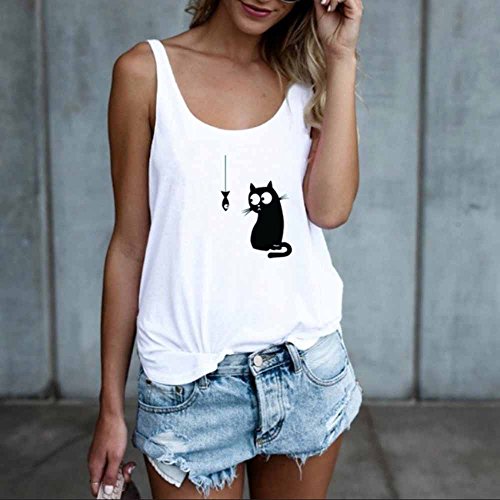 Luckycat Ropa Mujeres Camisetas sin Mangas Tank Top, Cute Letra Impreso Strappy Sexy Casual sin Mangas Blusa Cami Camisas Camiseta Chaleco Tops para Mujeres Dama