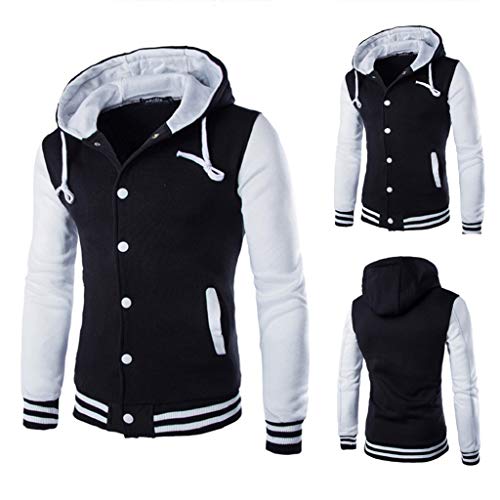 Luckycat Slim Fit con Capucha Outwear Blusa de Sudadera Suéter de Barras paralelas de Costura para Hombre Invierno Abrigo Casual Sudadera con Capucha Chaqueta de Lana Capa Jacket Parka Pullover