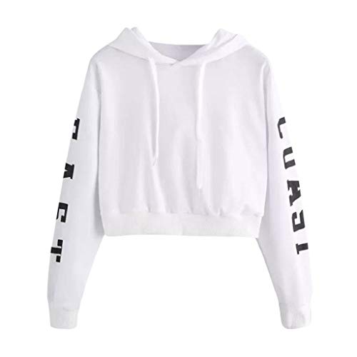 LUCKYCAT Sudadera con Capucha de Manga Larga de Las Letras de Las Mujeres Sudaderas con Capucha Blusa (Blanco 3, X-Small)