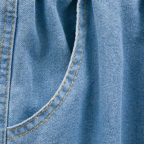 LuckycatDD Pantalones cortos Pantalones cortos de verano novio Capri con las colmenas de los pantalones vaqueros con bolsillos De las mujeres Azul claro Pequeña