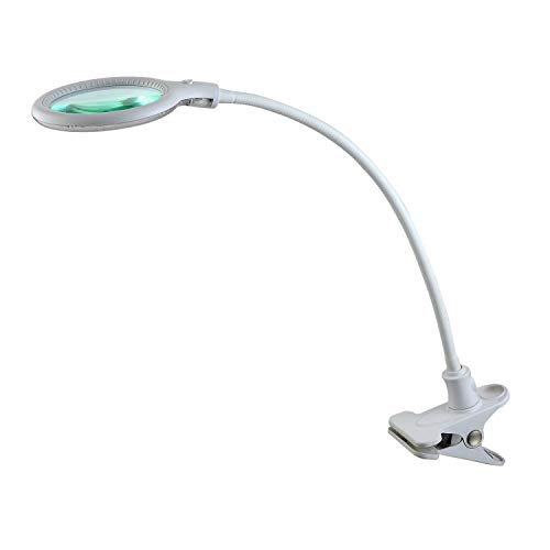 Lumeno 6803 Lámpara Lupa LED con Pinza y 32 SMD-Leds, 4 vatios, 300 Salones de Belleza, consultas médicas, Artesanos Aficionados. Ayuda de Lectura, lámpara de Aumento, 3 dioptrías