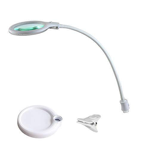 Lumeno 6803 Lámpara Lupa LED con Pinza y 32 SMD-Leds, 4 vatios, 300 Salones de Belleza, consultas médicas, Artesanos Aficionados. Ayuda de Lectura, lámpara de Aumento, 3 dioptrías