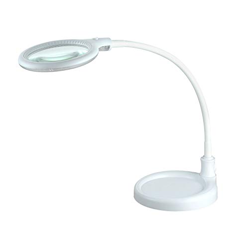 Lumeno 6803 Lámpara Lupa LED con Pinza y 32 SMD-Leds, 4 vatios, 300 Salones de Belleza, consultas médicas, Artesanos Aficionados. Ayuda de Lectura, lámpara de Aumento, 3 dioptrías