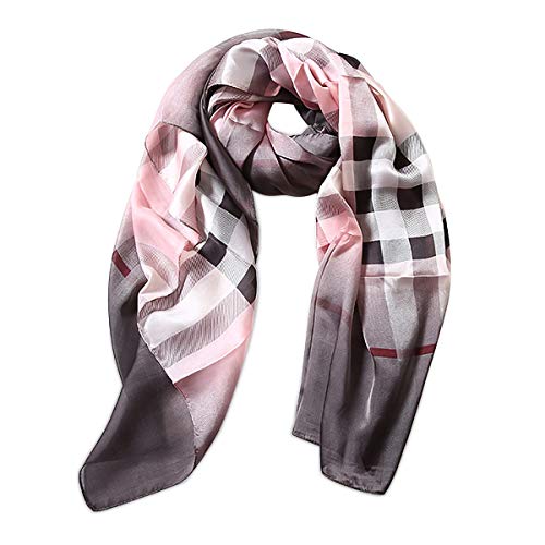 LumiSyne Bufandas De Seda Suave Para Mujer Bufandas a Cuadros Clásicas Arco Tartán De Color Estolas Fulares Largas Chal De Playa Durante Toda La Temporada