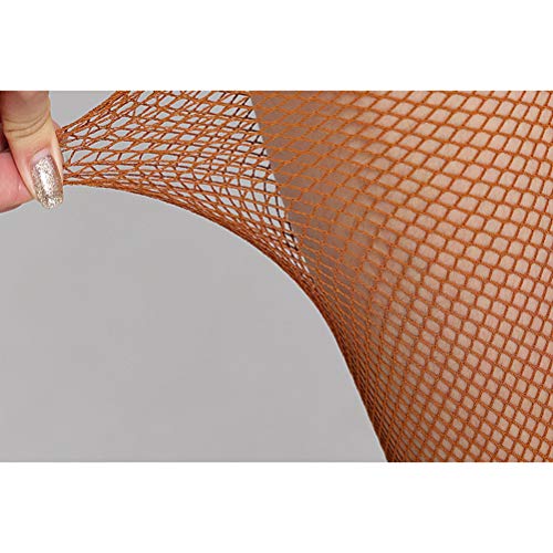 LUOEM Medias de Rejilla de Cintura Alta Elásticas Pequeño Malla para Baile de Mujer (Color de Piel)