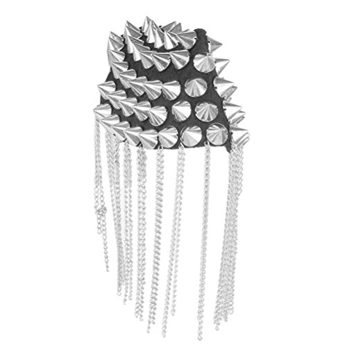 LUOEM Par de Placas de Hombro Epaulet Borla de la Cadena del Remache Insignia (Plata)