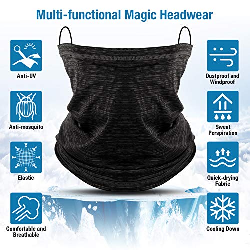 LUROON Hombre Mujer Braga Cuello Moto Pasamontañas Bragas de Cabeza Turbante Sol UV Protección Multifunción Bandana para Senderismo Ciclismo Acampada Correr Aire Libre (Negro+Azul Oscuro)
