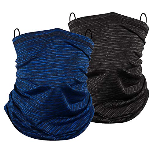 LUROON Hombre Mujer Braga Cuello Moto Pasamontañas Bragas de Cabeza Turbante Sol UV Protección Multifunción Bandana para Senderismo Ciclismo Acampada Correr Aire Libre (Negro+Azul Oscuro)