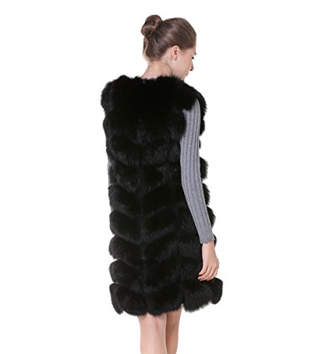 Luxury Fox - Chaleco (100% piel de zorro, 3 colores, tallas XS - 3XL) Negro S