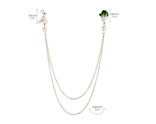 LYQZ Moda White Rabbit se Encuentra con la Cadena de Broche de Col, Accesorios de Vestir, para Fiesta, Trabajo, Boda