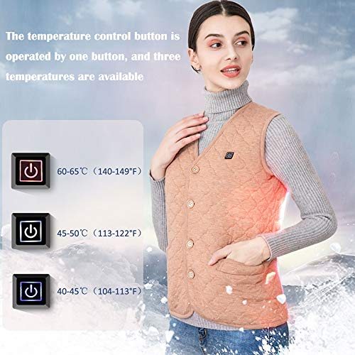 LYY Chaleco eléctrico caLentado, Lavable USB Carga caLentada Pelo de Camello Ropa Invierno Caliente Chaleco (Camel),B,XXXL