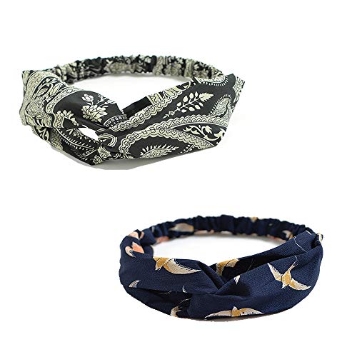 LZYMSZ Diademas Mujer Floral Print Headwrap Twist Nudo Pelo Banda Yoga Cabeza Wraps