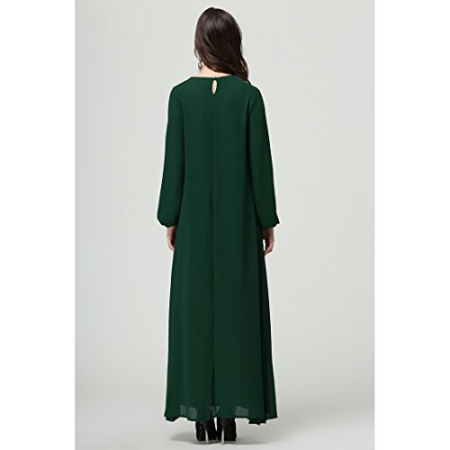 M-Queen Mujer Musulmán Vestido Túnica Kaftan Abaya Islam Manga Larga Maxi Vestido Arab Suelto Robe