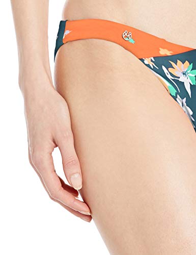 MAAJI Flirt Reversible Signature Cut Bikini Bottom Swimsuit Braguita, Flores Silvestres para Retratos de Flores Verdes, M para Mujer