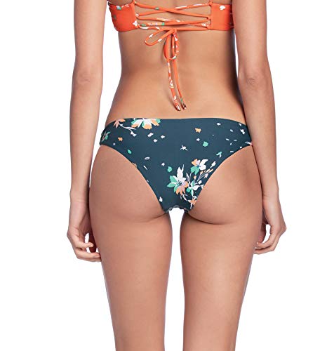 MAAJI Flirt Reversible Signature Cut Bikini Bottom Swimsuit Braguita, Flores Silvestres para Retratos de Flores Verdes, M para Mujer