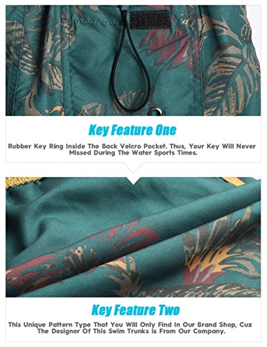 MaaMgic Bañador Hombre de Natación Secado Rápido Interior de Malla Pantalones Cortos d'Aire Vintage 80s 90s,Verde & Amarillo,L