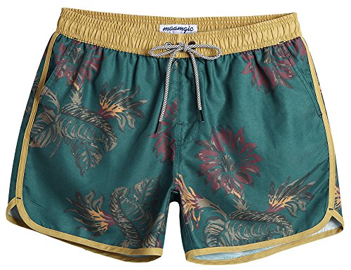 MaaMgic Bañador Hombre de Natación Secado Rápido Interior de Malla Pantalones Cortos d'Aire Vintage 80s 90s,Verde & Amarillo,L