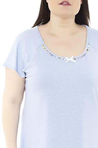 Mabel Intima Pijama Mujer Verano Tallas Grandes. Varios Estampados. Manga Corta y pantalón Largo Tallas Grandes Azul Celeste y Estampado Flores Talla 62