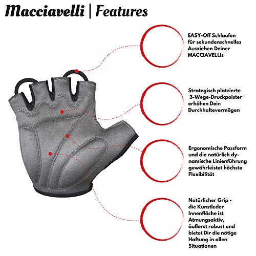 MACCIAVELLI Guantes de Ciclismo | Guantes MTB de Medio Dedo y Dedo Completo | Adecuado para Bicicleta de Carretera y de Montaña - Guantes Bici para Hombres y Mujeres