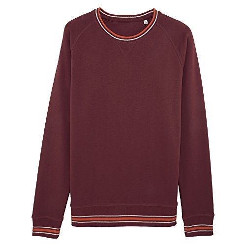 made in bio - Sudadera - Manga Larga - para hombre Bordeaux / Beige Chiné / Orange S