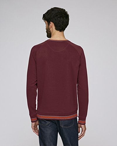 made in bio - Sudadera - Manga Larga - para hombre Bordeaux / Beige Chiné / Orange S