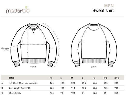 made in bio - Sudadera - Manga Larga - para Hombre Gris Stone Chiné S