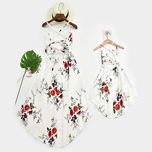 Madre e Hija Vestidos Iguales Verano Sin Mangas Estampado Floral Casual Familiar Ropa