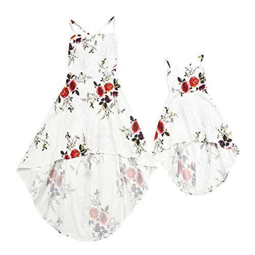 Madre e Hija Vestidos Iguales Verano Sin Mangas Estampado Floral Casual Familiar Ropa