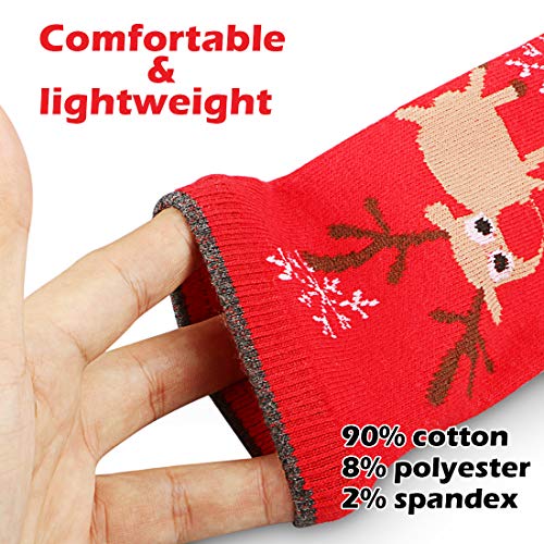 Magicfun Calcetines de Navidad, 8 Pares Calcetines de Cálidos Algodón de invierno, Calcetines de Dibujos Animados Reno de Santa Claus, Familia de Navidad con Exquisita Caja de Regalo