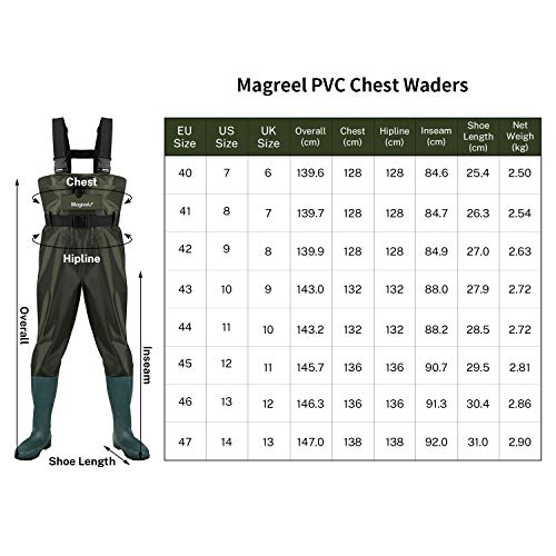 Magreel Vadeadores de Pesca con Botas Impermeables para Pescar Caza Waders Transpirables Ropa Pantalones para Pescador Hombre y Mujer, Material Seguro y Duradero (EU 40 / UK 6)
