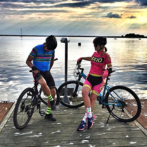 Maillot Ciclismo Mujer, Ciclismo Conjunto de Ropa con Culotte Pantalones Acolchado 3D para Deportes al Aire Libre Ciclo Bicicleta, Azul y Blanco, XL