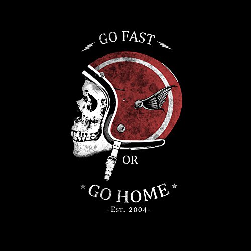 MAKAYA GO Fast OR GO Home - Camisetas de Mujer Casco Moto con Calavera - Negras L