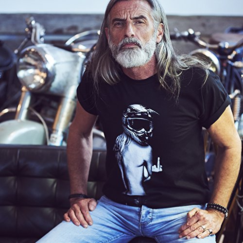 MAKAYA Ropa de Moto Hombre - Camiseta Motocross - Chica con Casco Moto Integral Negra S