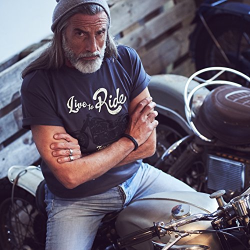MAKAYA Ropa Moto Hombre - Camiseta con Mensaje Life TO Ride - Gris L