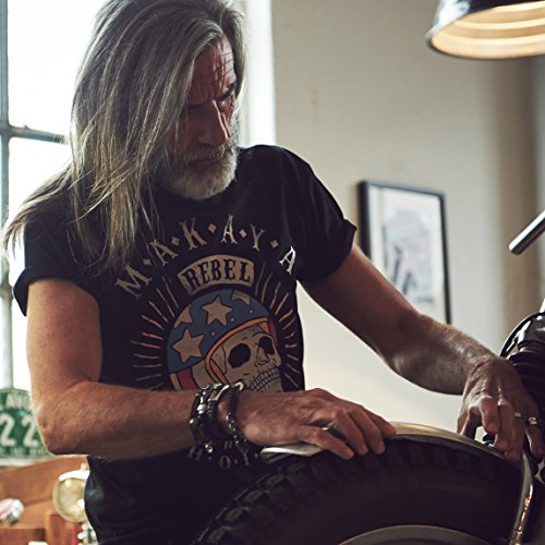 MAKAYA Ropa Motocross Camiseta con Calaveras y Casco Moto para Hombre - Regalos Originales Negra L