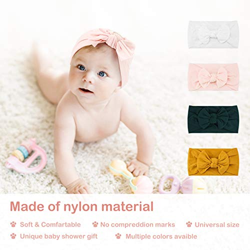 Makone Vendas del bebé súper elásticas Suaves Nudo de bebé Turbante Multicolor Hairband de los bebés recién Nacidos Banda Para Cabeza (Style-89/4PCS)