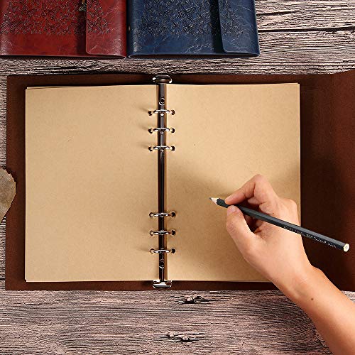 MaleDen - Diario de piel, cuaderno de espiral vintage, recargable, cuaderno de bocetos para escribir con páginas en blanco para regalos de mujeres y niñas (A5, azul profundo)
