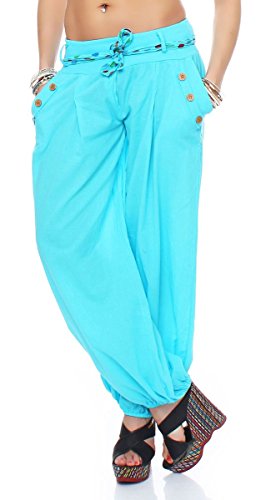 Malito Bombacho clásico Design Boyfriend Aladin Harem Pantalón Sudadera Baggy Yoga 3417 Mujer Talla Única (Azul Claro)