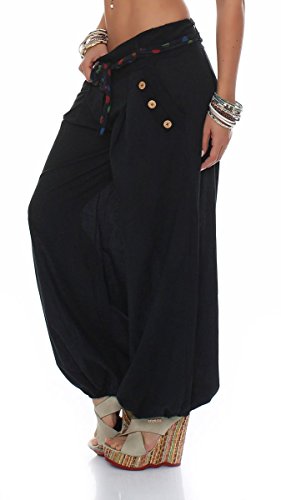 Malito Bombacho clásico Design Boyfriend Aladin Harem Pantalón Sudadera Baggy Yoga 3417 Mujer Talla Única (Negro)