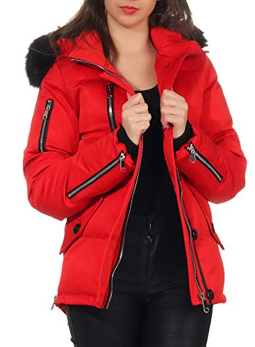Malito Mujer Chaqueta de Invierno Chaqueta Acolchada JF1841 (Rojo, XL)